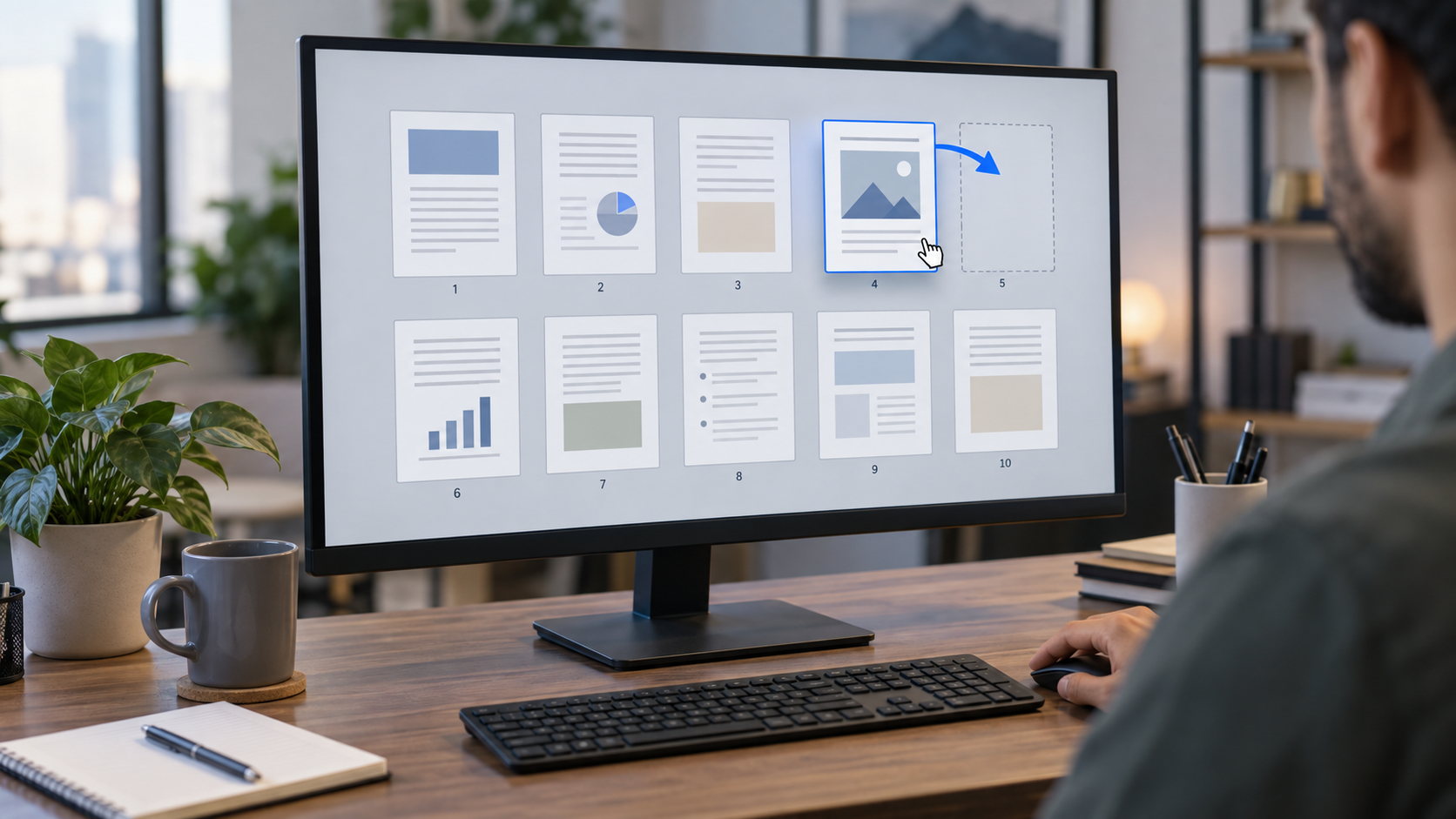 إعادة ترتيب صفحات ملف PDF بعد الدمج